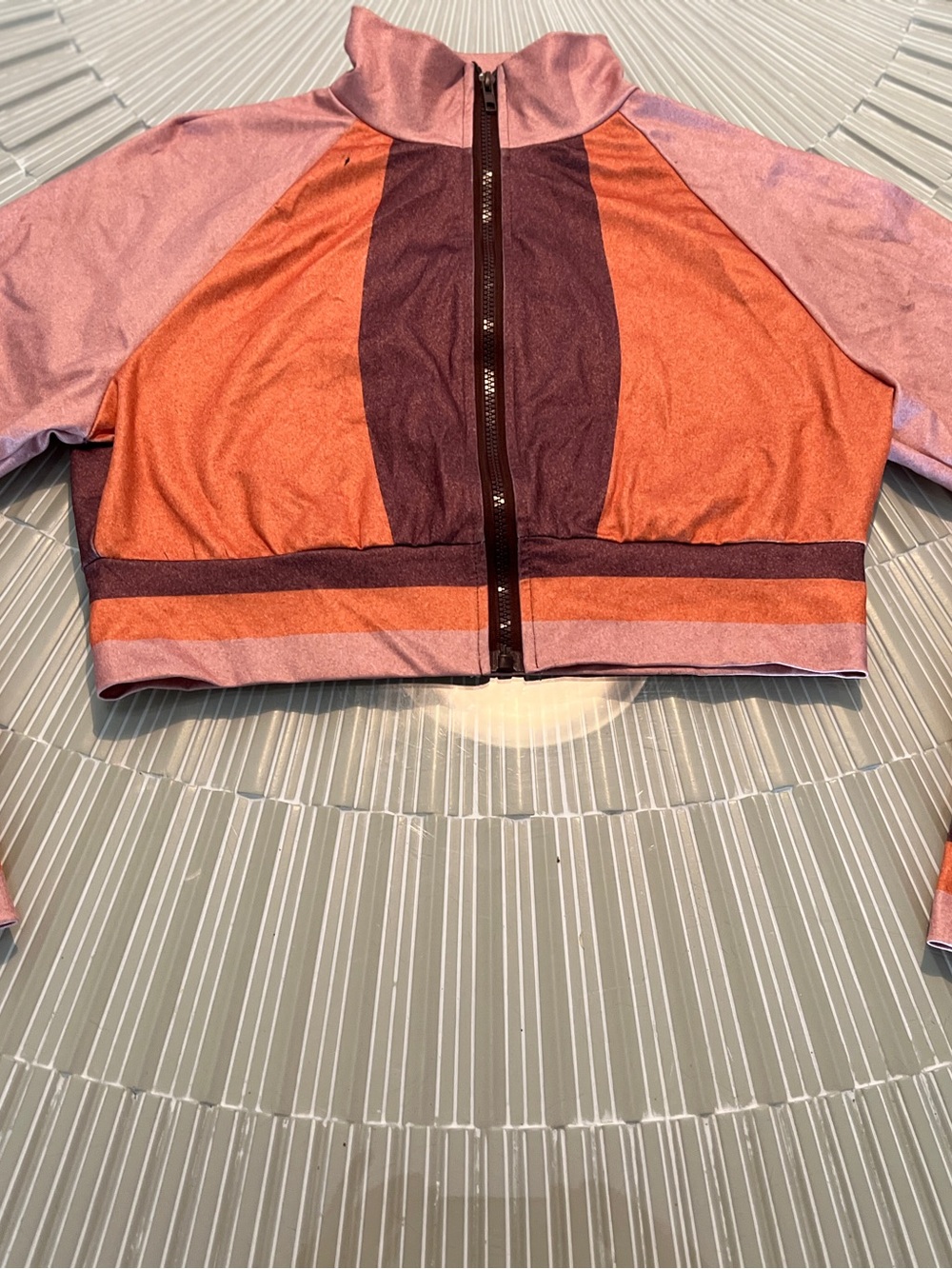 H&M Colorblock Cropped Zip Jacket - Pink, Orange & Burgundy